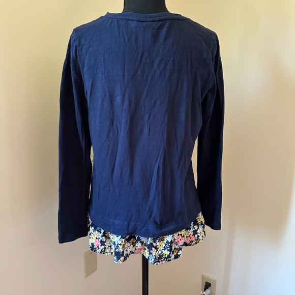 *CHARTER CLUB* Petite Navy Long Sleeve Floral Lined Top Size PM - Picture 4 of 7